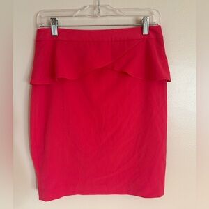 Express Women’s Coral Skirt Size 6 – Ruffle Overlay Pencil Skirt, Zip Back